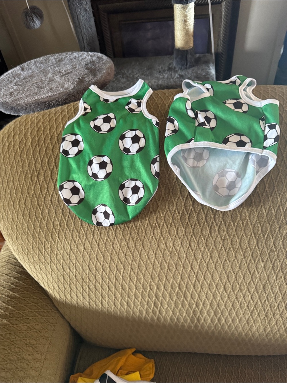 Green Soccer Print Dog Tank Top - Athletic Pet Shirt